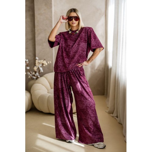 Spodnie marmurek Burgundy